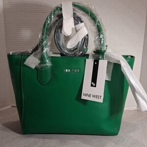 Nine West Green Maysenn Satchel Handbag Purse NWT
